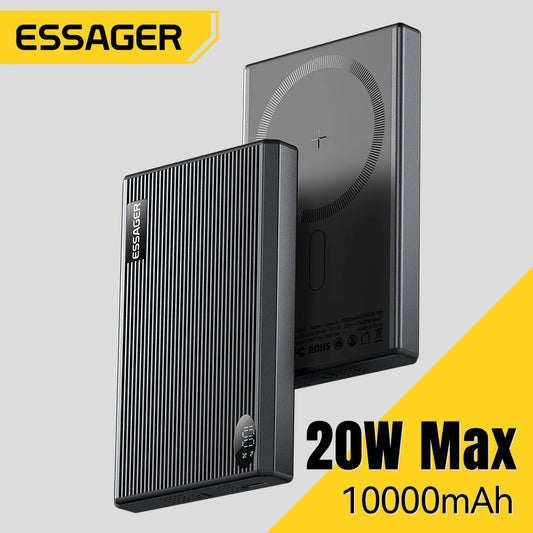 Essager Thin Wireless Power Bank Magnetic 20W 10000mAh Portable Fast Charging External Battery for Magsafe For iPhone16 15 14 13